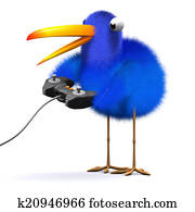 3d Bluebird plays a video game