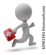 3d small people - running doctor 3d small people - running doctor