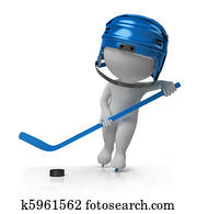 3d, קטן, אנשים, -, הוקי