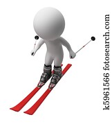 3d, קטן, אנשים, -, סקיים