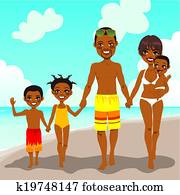afrikansk amerikansk familie, strandferie