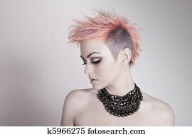 Attractive Young Woman With a Punk Hairstyle