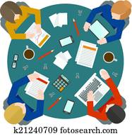 Business meeting in top view