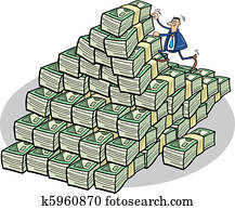 hombre de negocios, montañismo, en, dinero, montaña