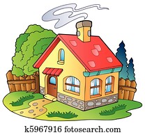 klein, familie, haus klein, familie, haus