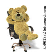 Nhi Bear sitting on an executive chair and relaxes while in the office.