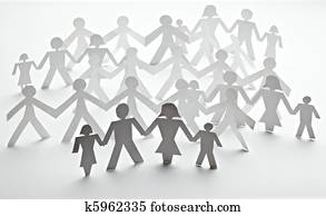 paper people shape cut connection chain