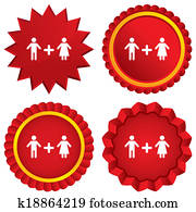 pareja, señal, icon., macho, más, female., lovers.