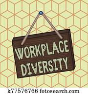 Writing note showing Workplace Diversity. Business photo showcasing environment that accepts each individual differences Square rectangle unreal cartoon wood on the coloured wall.