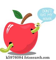 Clipart of Worm and apple k13008761 - Search Clip Art, Illustration
