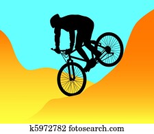berg fietser, paardrijden, in de bergen