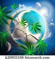 Cannabis conceptual idyllic planet Cannabis conceptual idyllic planet