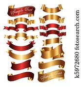 cobrança, de, vermelho, e, ouro, fitas