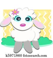 Cute Lamb with Flower Cute Lamb with Flower