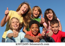 group of diverse race kids