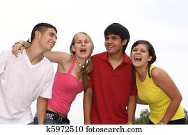 group of happy diverse teens group of happy diverse teens