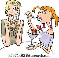 Guy and woman eating dessert