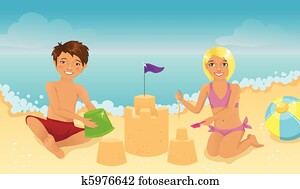 Kids playing on the beach Kids playing on the beach