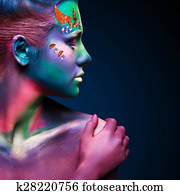 Portrait of beautiful woman with body art Portrait of beautiful woman with body art