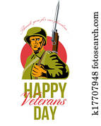 Veterans Day Greeting Card American WWII Soldier Veterans Day Greeting Card American WWII Soldier