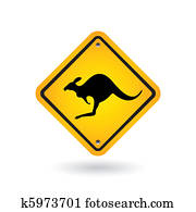 yellow sign with kangaroo yellow sign with kangaroo