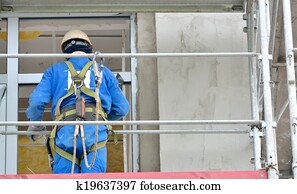 arbeiter, auf, a, gerüst