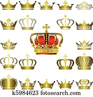 Crown and tiara icons set Crown and tiara icons set