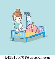 cute cartoon lung and doctor