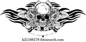 skull roses tribal skull roses tribal
