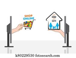 stay home stay safe shop online poster design stay home stay safe shop online poster design