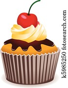 vector cupcake with cherry vector cupcake with cherry