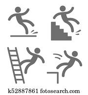 הזהר, סמלים, עם, איש, falling.