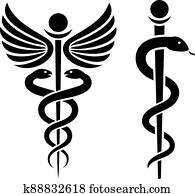 רפואי, נחש, וקטור, איקון