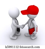 3d, geschäftsmann, handgeben, mit, kunde