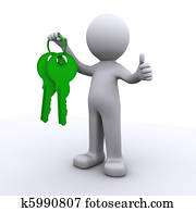 3d human with keys in hand 3d human with keys in hand