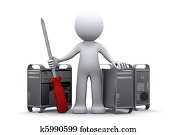 3d Technician repairing PC 3d Technician repairing PC