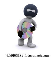 3d, zeichen, stehlen, cd., edv, piraterie, begriff