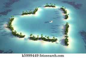 aerial view of heart-shaped island aerial view of heart-shaped island