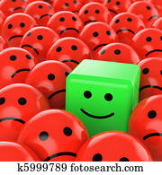 cubo verde, smiley, feliz