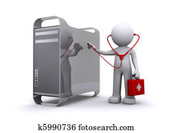 doctor examining a pc/mac doctor examining a pc/mac