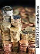 Euro currency coin columns