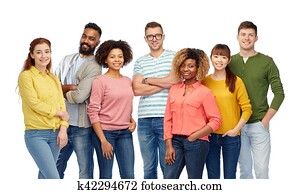 internacional, grupo, de, sorrir feliz, pessoas