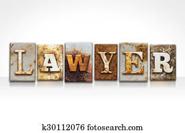 Lawyer Letterpress Concept Isolated on White Lawyer Letterpress Concept Isolated on White