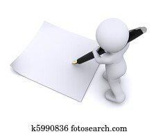 little 3d character write a card with big pen little 3d character write a card with big pen