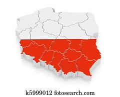 Map of Poland in polish flag colors