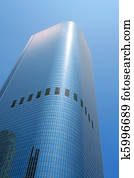 Office tower with glass mirror walls