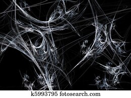 White Fractal Spider Web on Black White Fractal Spider Web on Black