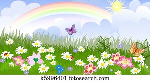 פנורמה, פרחוני, מדשאה