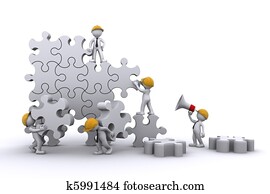 צוות של עסק, עבודה, בנין, a, puzzle., buuilding, עסק, concept.