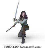 3d, השבה, של, לוחם, אישה